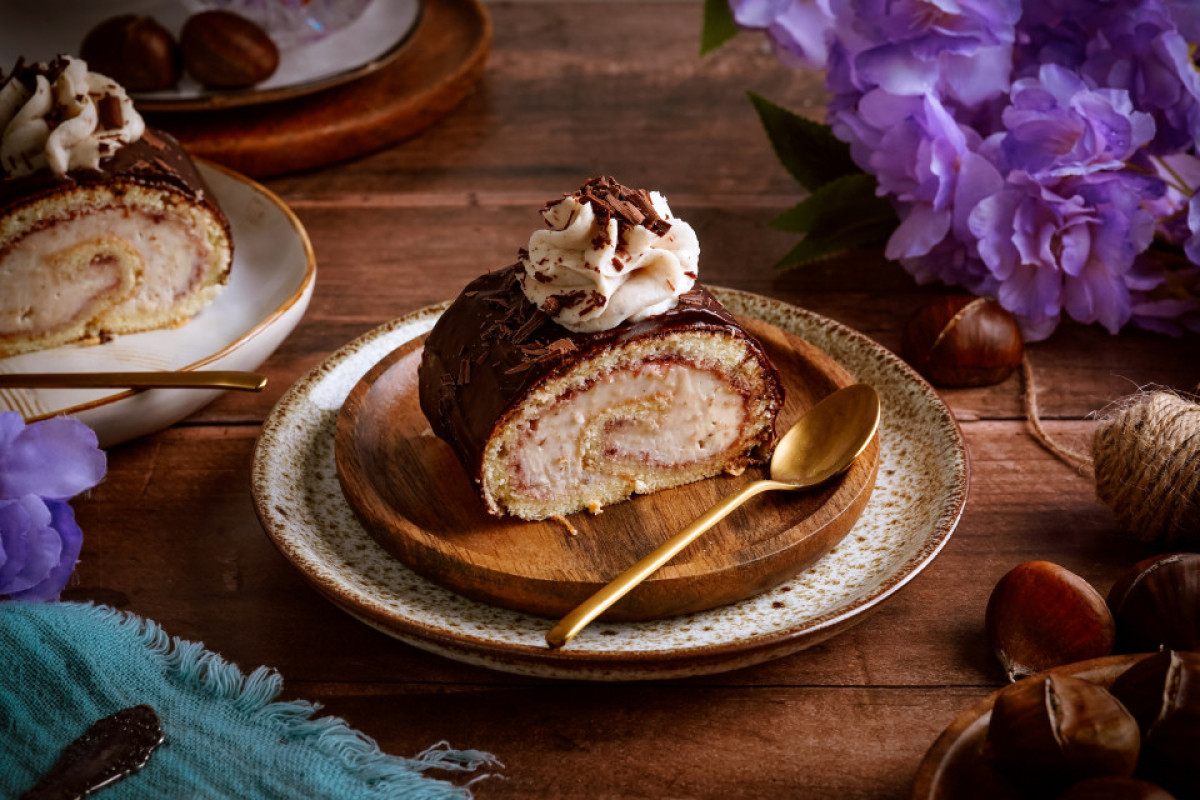 Chutný fantastická gaštanová roláda s mascarpone